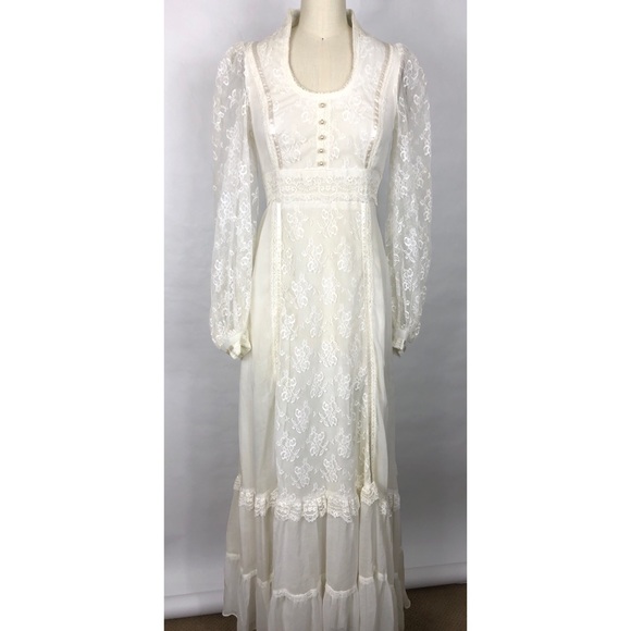 chinese dress ladies Edwardian Wreath Print Lace Eyelet Built-in Corset Peasant Lawn Tea Dr